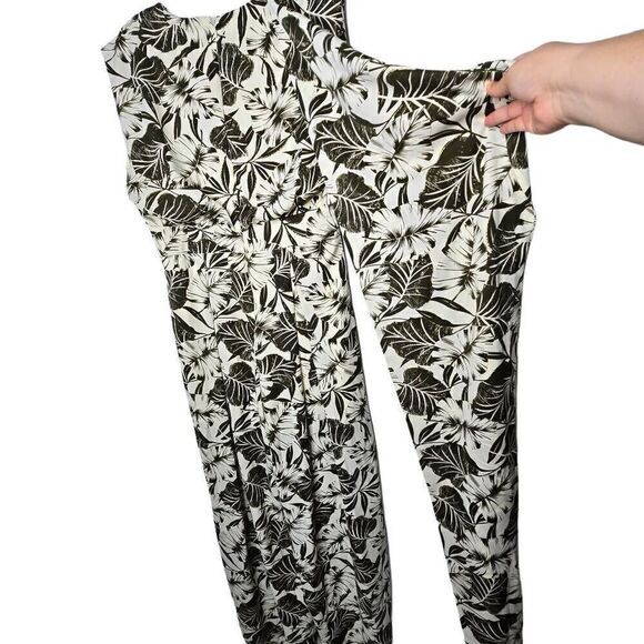 Kosmios Jumpsuit Back Drape Floral Tropical Print Wide Leg Size Large - Picture 8 of 11